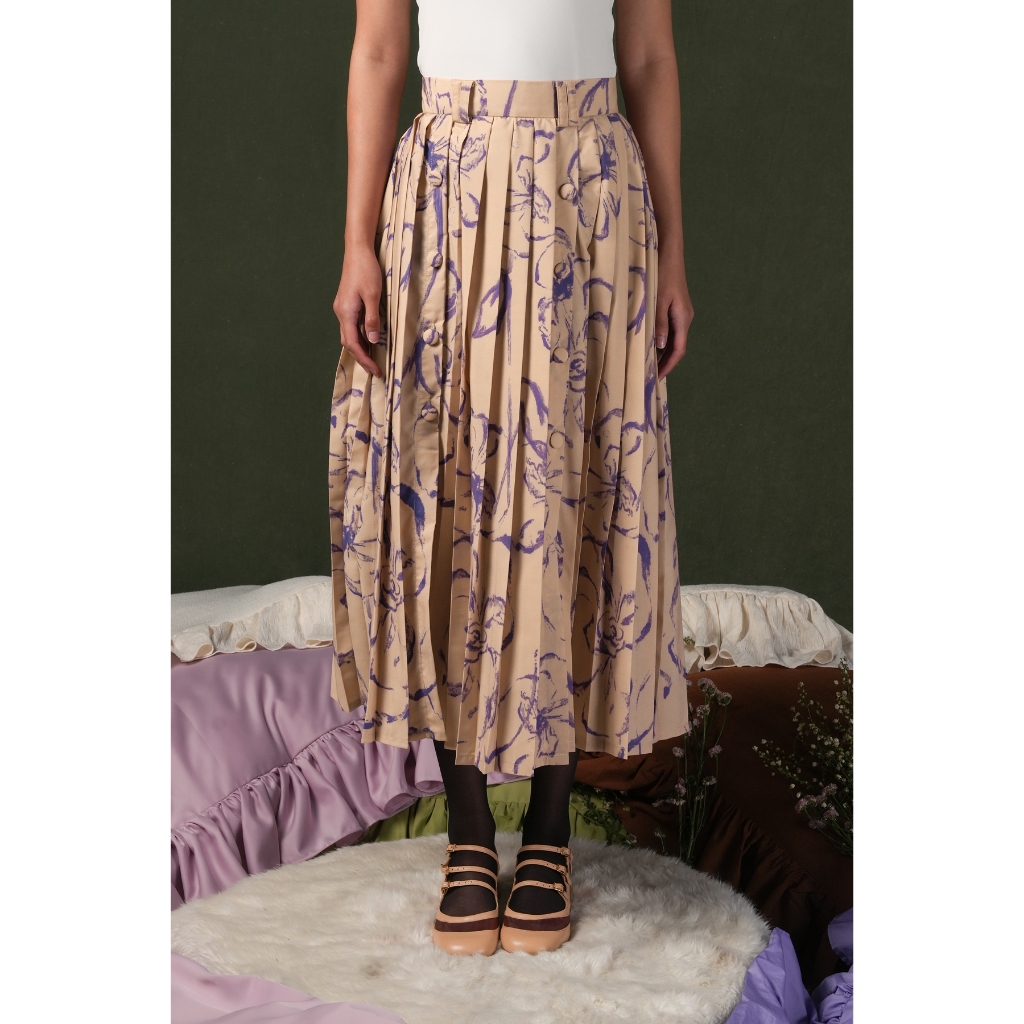 Calla The Label - Fioresse Pleated Skirt - Ecru