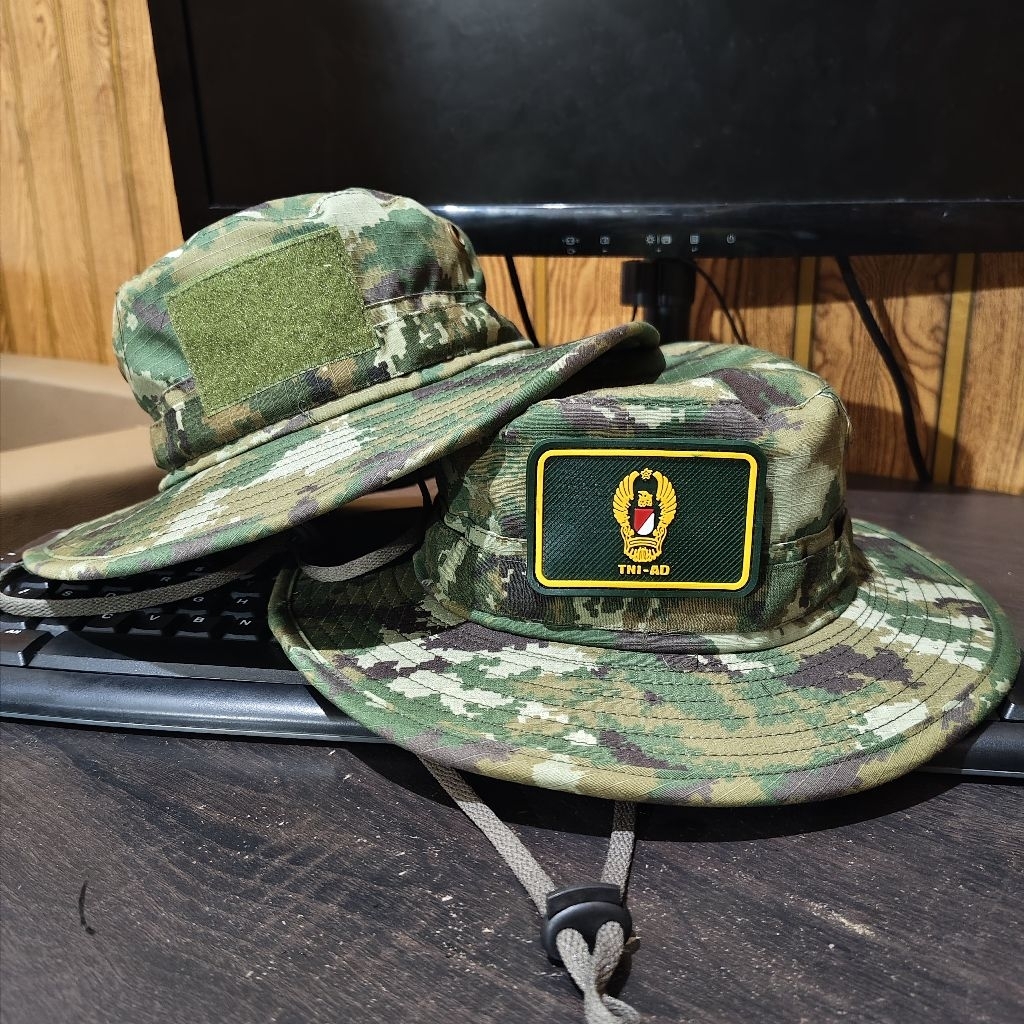 topi rimba tni loreng terbaru free patch rubber tni | topi rimba loreng sage green terbaru bahan sri