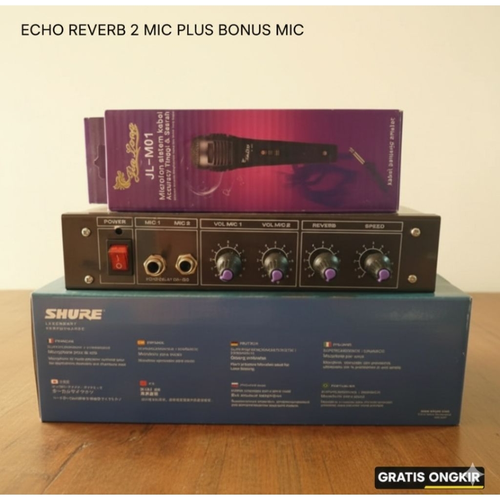 Echo Reverb Toa 2 Mic Jadian+Bonus Microphone mic vokal Toa