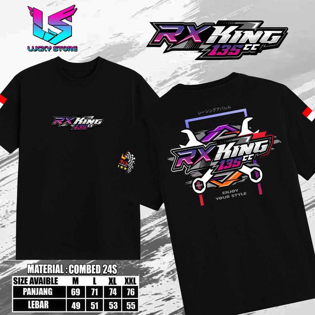 LuckyStore Kaos laki laki  Distro  terbaru Keren Motif  RK KING ENJOY YOUR STYLE Combed 24s Terbaru