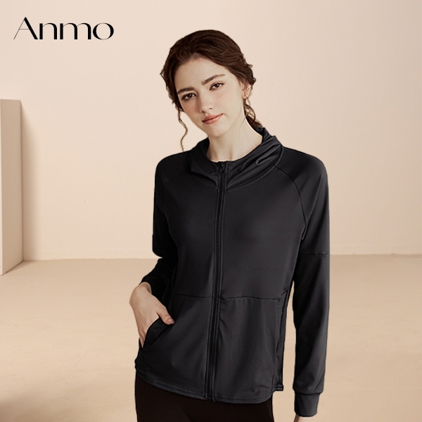 ANMO Wanita Yoga jaket Mode Cepat kering berlari pakaian kebugaran atasan elastis longgar