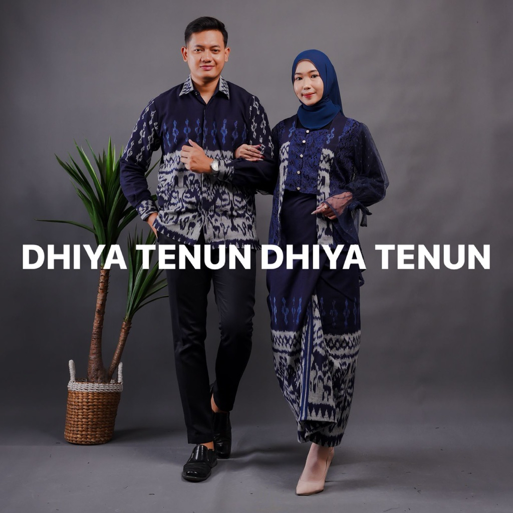 READY STOCK - BAJU TENUN COUPLE PUSPA NAVY NTT - KEBAYA BROKAT - ROK LILIT - KEMEJA TENUN - BAJU TEN