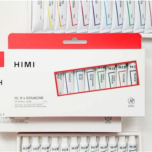 MIYA HIMI Gouache Paint tube 12ml x 12colours (Kemasan Baru)