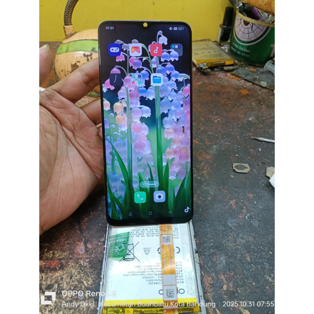 LCD OPPO A57 ORIGINAL COPOTAN BAWAAN HP, suport ke Realme A17/A17K hasil repair jumperan