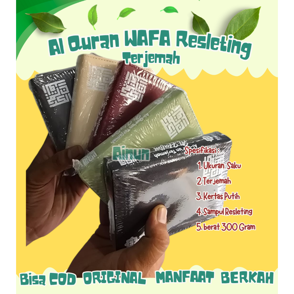 Al Quran Mushaf saku terjemah sampul resleting / Al Quran Al Wafa Resleting