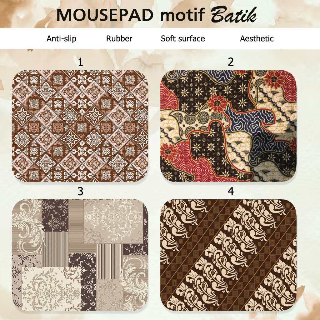 [HARGA PROMO] Mouse Pad Motif Batik Premium Rubber Anti-Slip Mousepad
