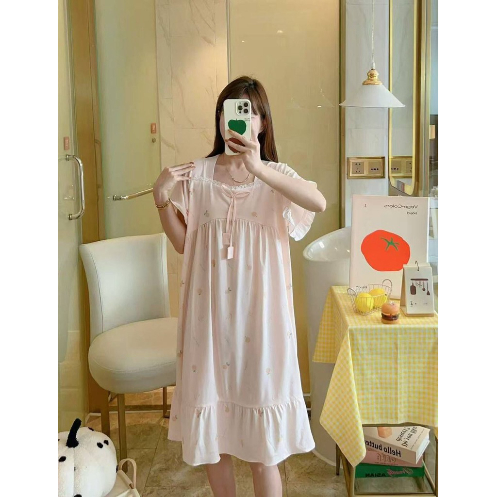 DASTER PITA IMPORT-DRESS TIDUR WANITA- MOTIF LUCU-BAHAN KATUN IMPORT LEMBUT DAN ADEM-PIYAMA KOREAN S