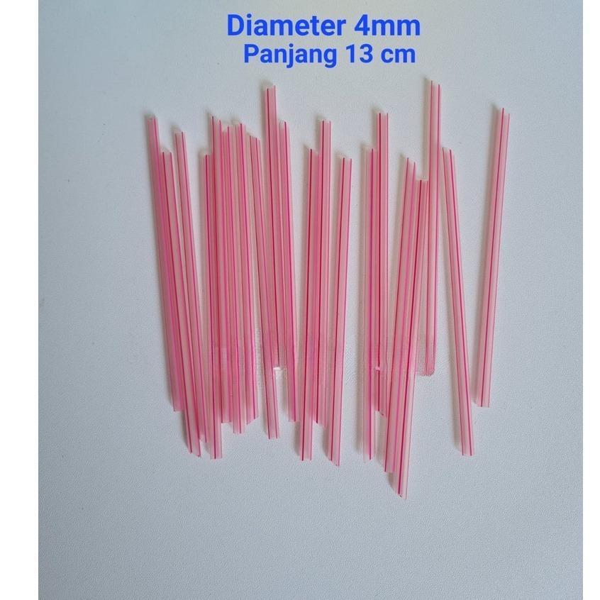 Sedotan Plastik 4mm Kecil Panjang 13cm untuk Aqua Teh Gelas Warna Warni Ujung Runcing Cocok untuk Ge