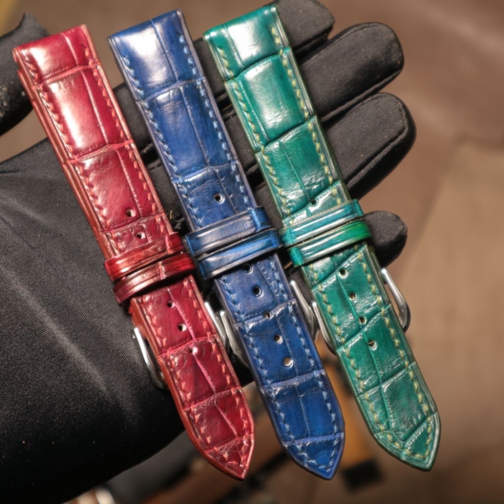 tali jam tangan kulit buaya asli halfpadded