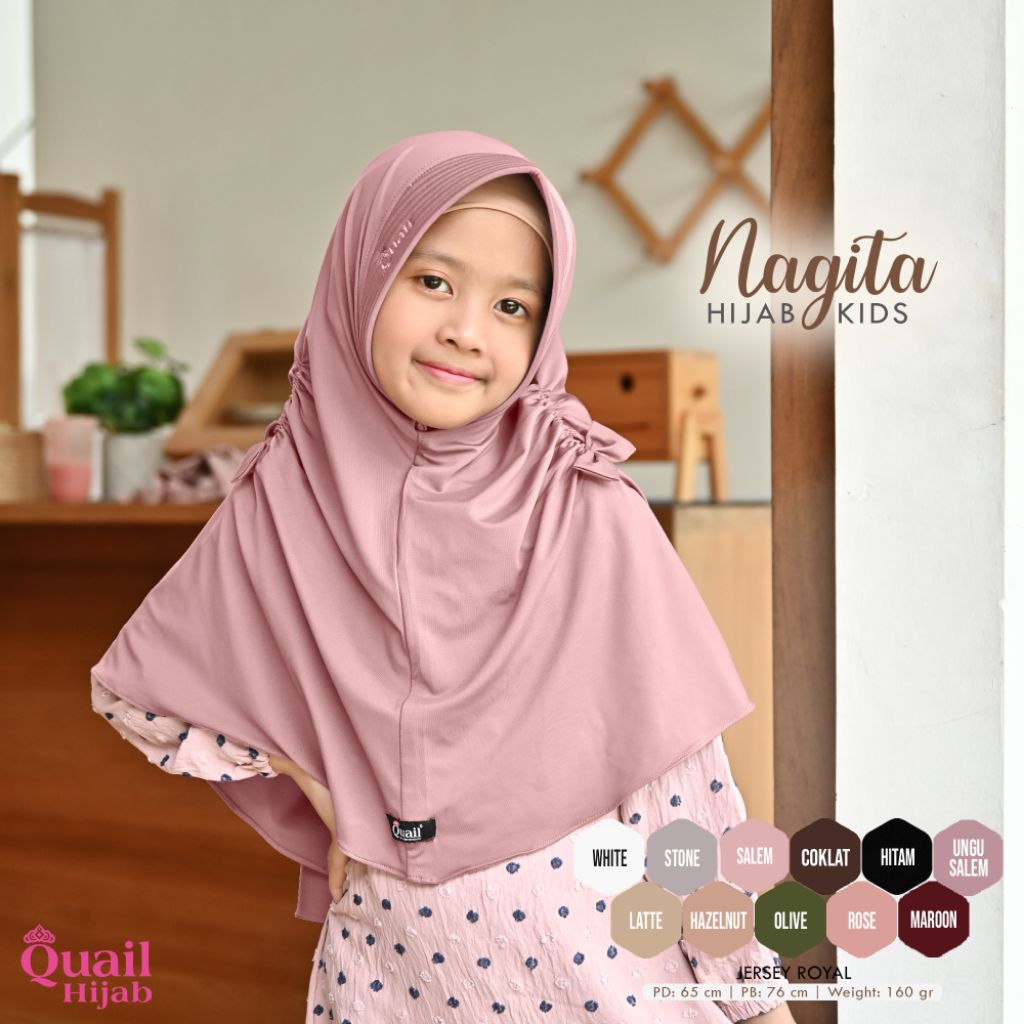 Hijab Anak Instan Jersey Syari Original Jilbab Quail NAGITA