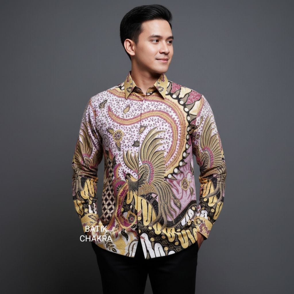 Kemeja batik pria MULTICOLOUR lengan panjang bahan doby motif terbaru