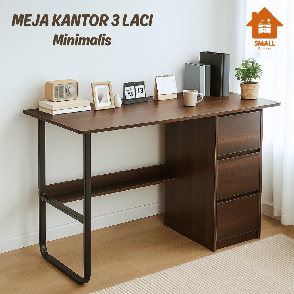Meja Kantor 3 Laci Minimalis Meja Belajar Minimalis Meja Komputer 100cm 120cm 140cm Meja Komputer Ru