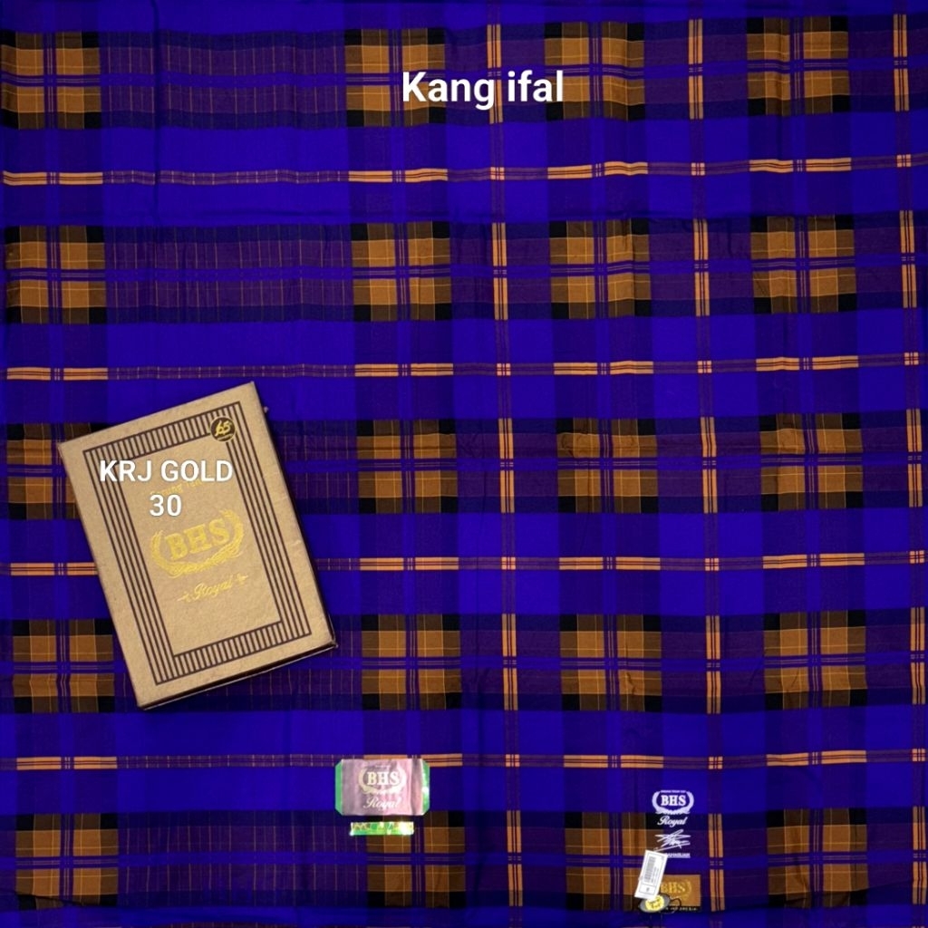 Sarung BHS royal kotak kotak motif KRJ BHS jadul sutra spunsilk kualitas gold