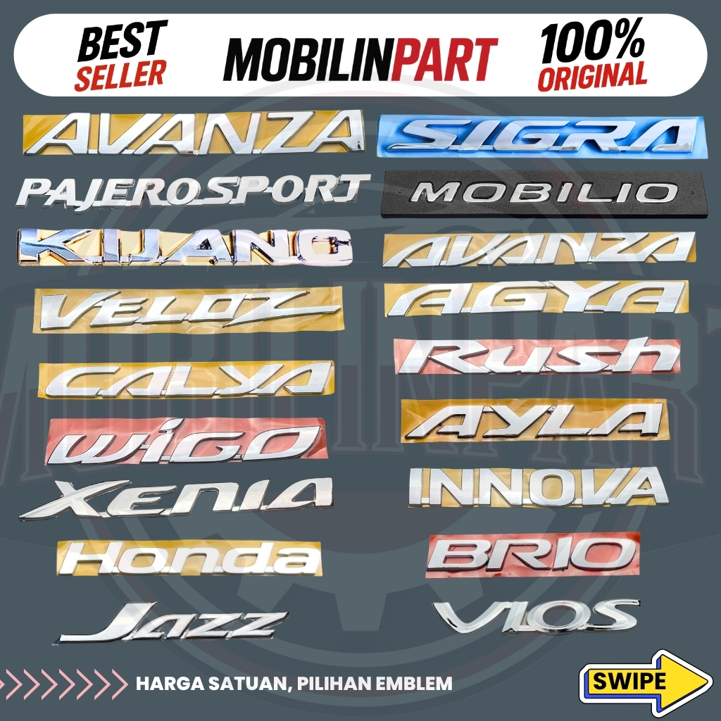 Emblem Atau Logo Bagasi Tulisan Avanza Pajero Sport Kijang Veloz Calya Wigo Xenia Honda Jazz Sigra M