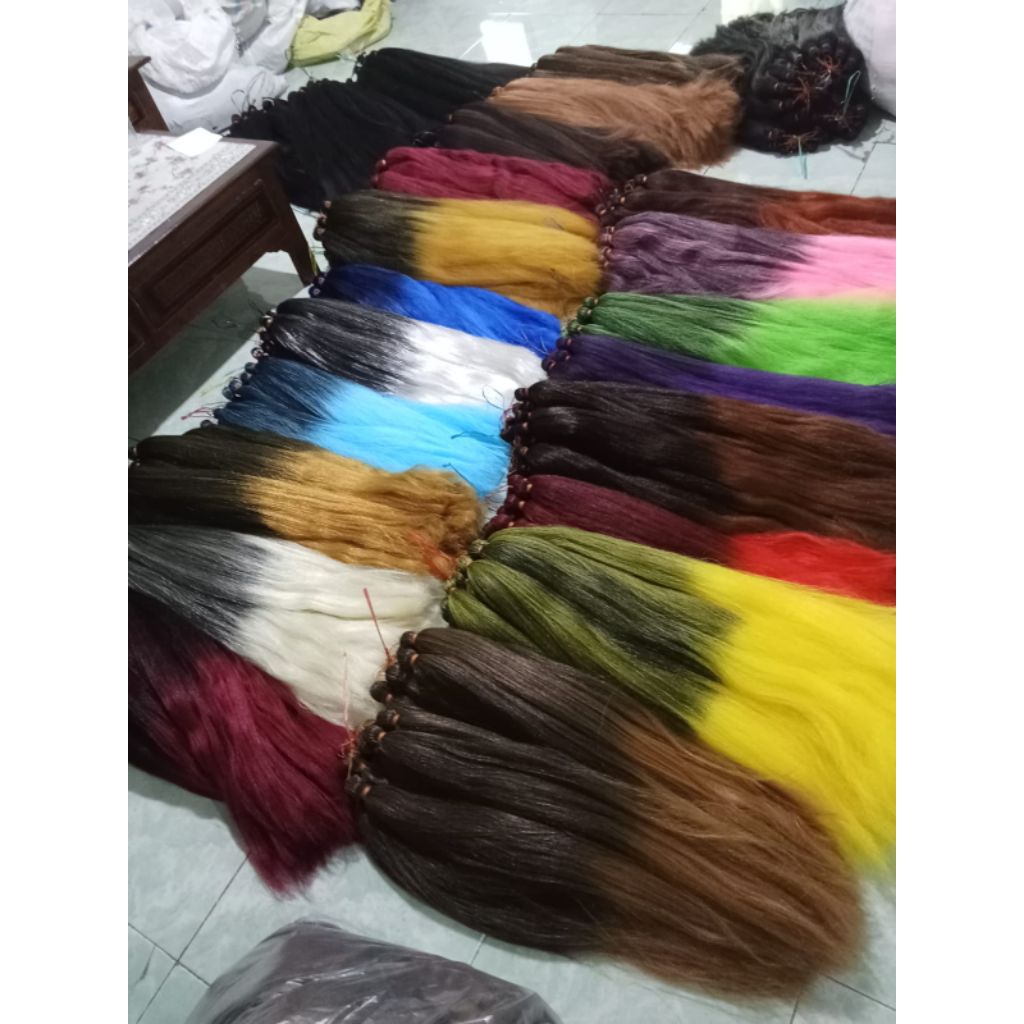 rambut sambung cemara 2 warna ombre panjang 80cm