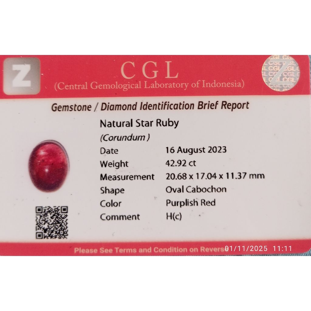 Cincin Mata Batu Natural Purplish Red Ruby Star Corundum Kristal Kaca Hot Luster Big Size Premium +M