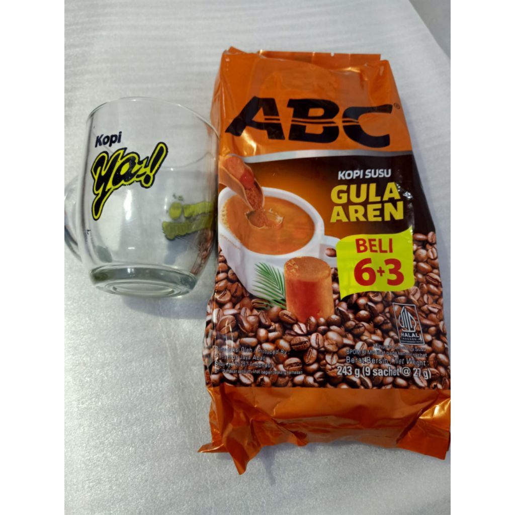 Kopi ABC kopi susu gula aren gratis gelas