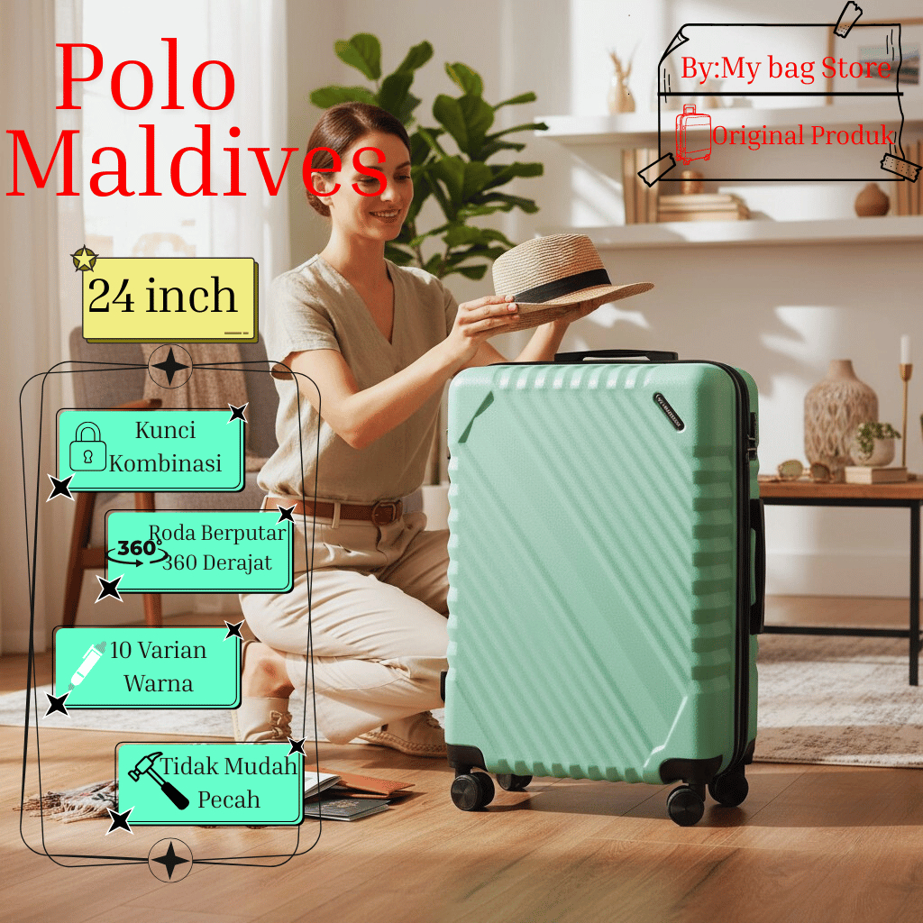 PROMO 10.10 KOPER 24INCH MALDIVES 805 BISA COD SIZE BAGASI ,KOPER TRAVEL