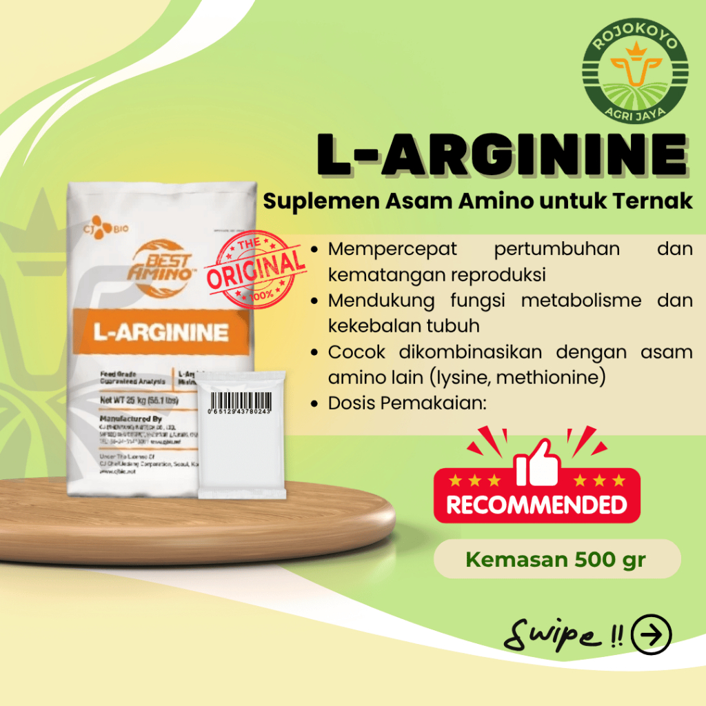 L-Arginine Best Amino 500g - Suplemen Pertumbuhan & Produktivitas Ternak