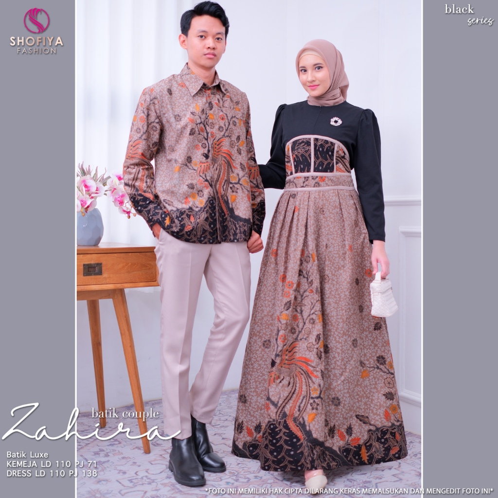 Zahira Dress Batik Couple Matt Batik Luxe Original Shofiya Fashion