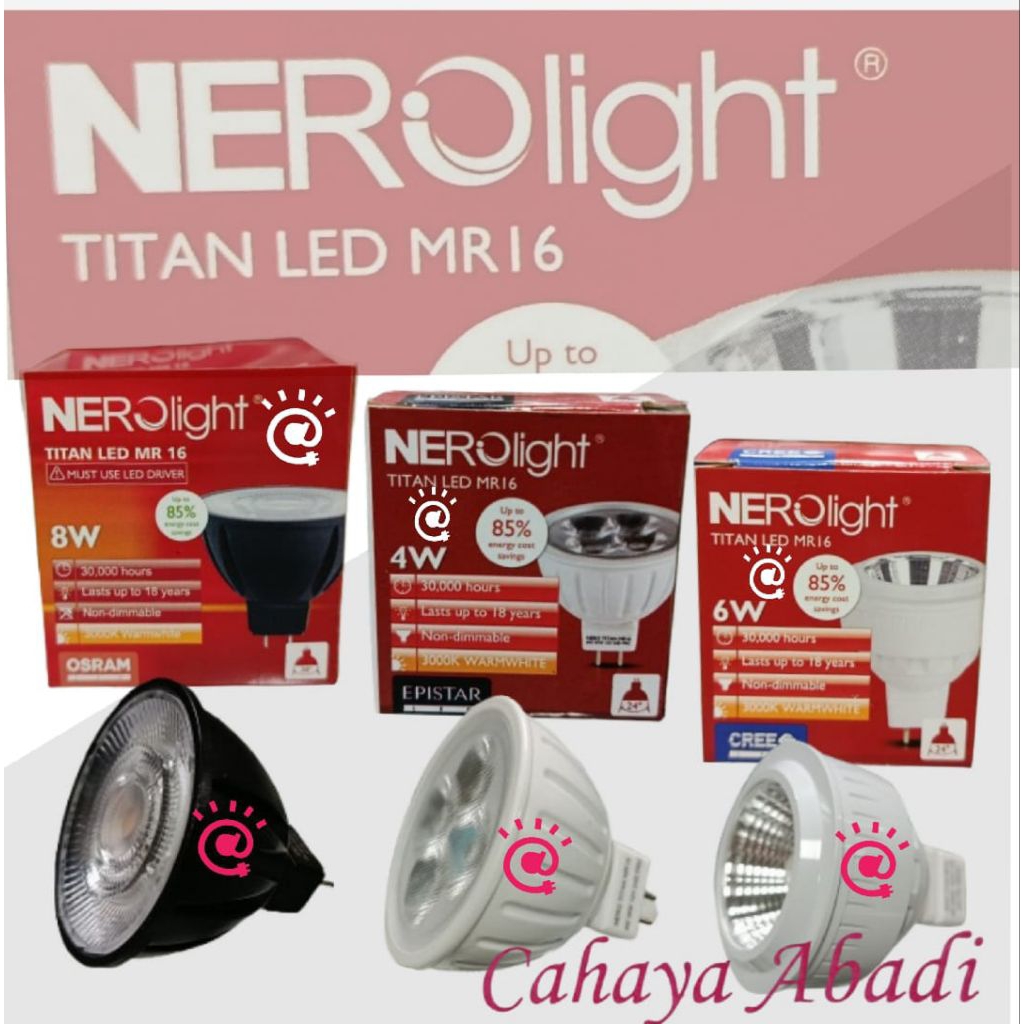 NEROlight Lampu Sorot Titan LED MR16 G5,3 12V 4W 6W 8W 3000K / Lampu MR16 LED Tusuk 12 Volt 4 6 8 Wa