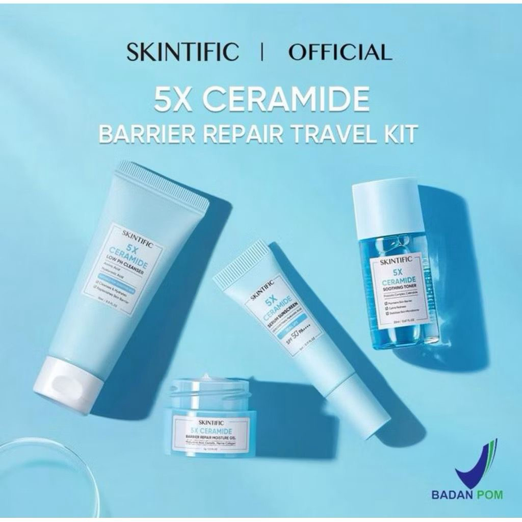 Skintific 5X Ceramide Travel Kit - Mini Cleanser | Toner | Moisturizer | Sunscreen