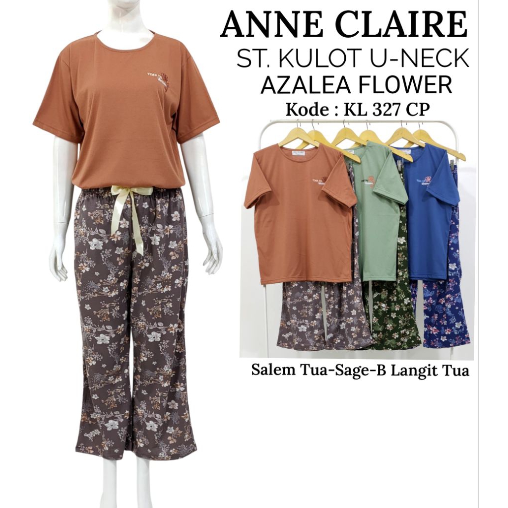 Setelan Wanita Anne Claire Kulot Flower – Baju Santai Kaos U-Neck – All Size LD 110