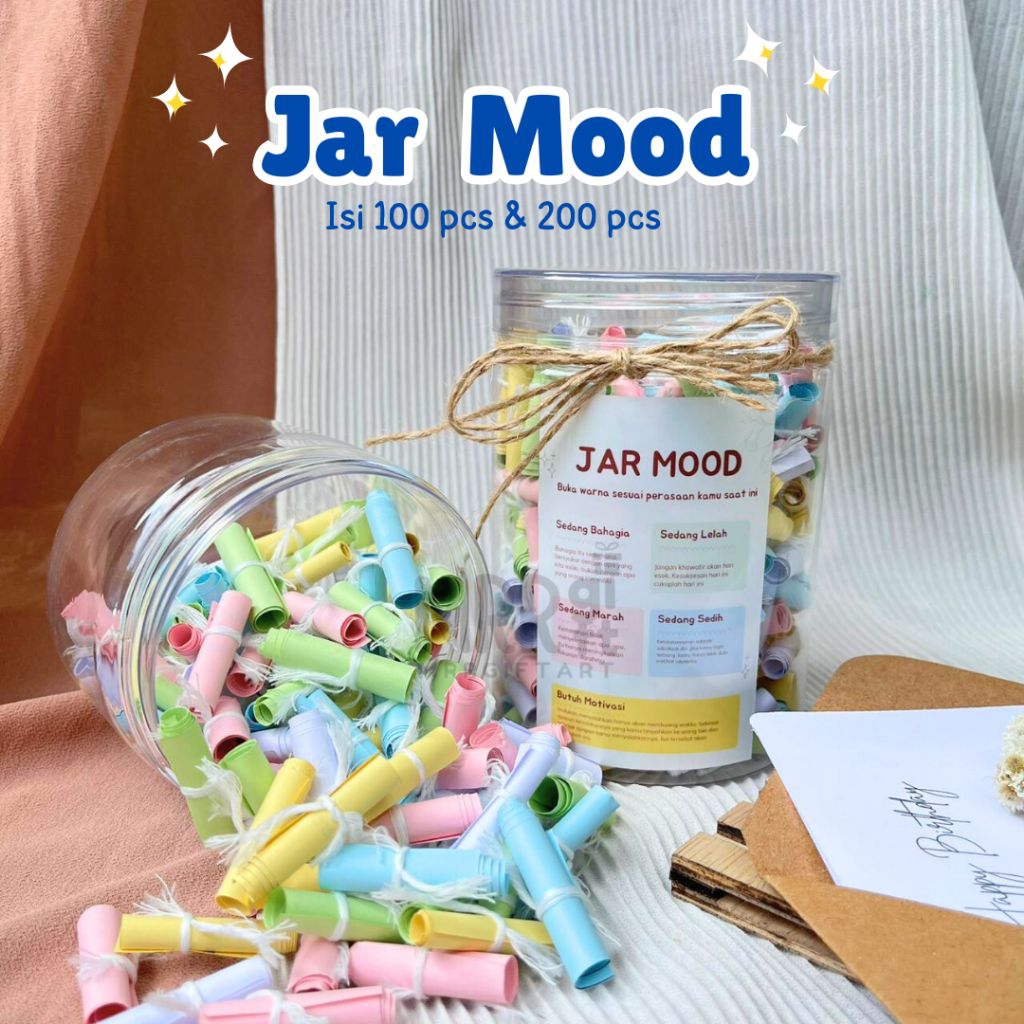 Jar Mood / Mood Jar Isi 100 & 200 Kertas Motivasi – Hadiah Kado Unik Jar Quotes Motivasi Pesan Rahas