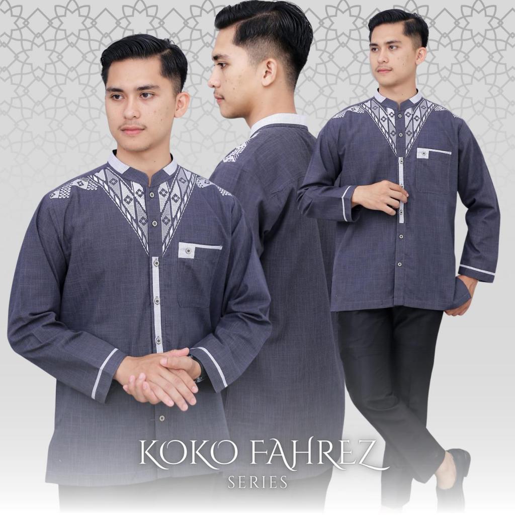 [Asriyani] Baju Koko Fahrez Lengan Panjang Katun Cordova Motif Bordir Terbaru 2026 Ays
