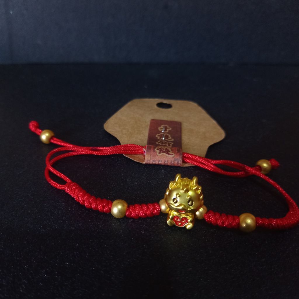 gelang tali merah naga emas hoky fengshui