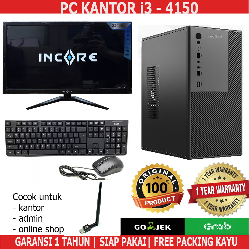PAKET LENGKAP CPU/PC/KOMPUTER KANTOR/ADMIN/SEKOLAH/KASIR i3 4150/4160