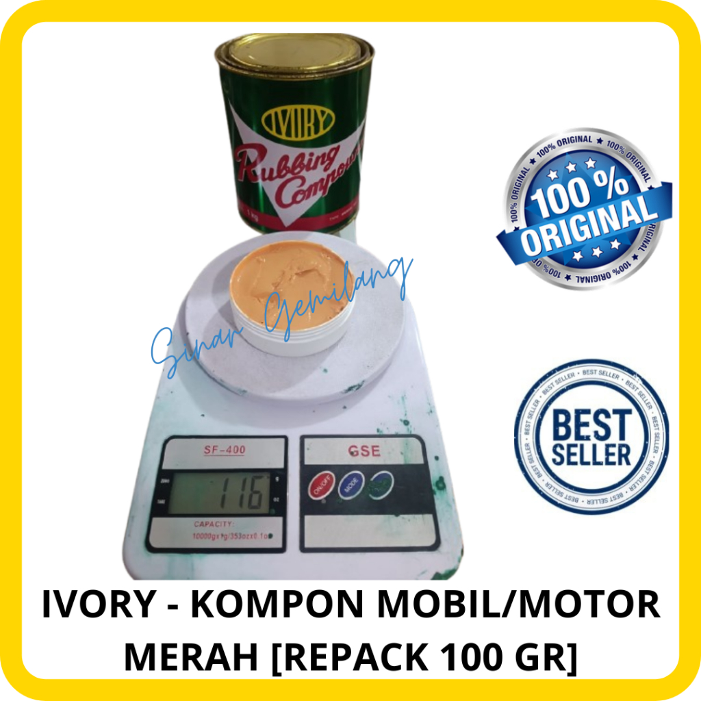 IVORY - RUBBING COMPOUND/KOMPON MOBIL DAN MOTOR MERAH(BERPASIR) REPACK 100 GR