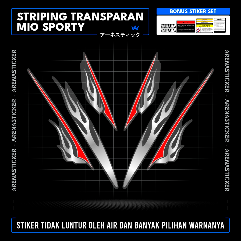 Code MST01c Striping TRANSPARAN Mio Smile Garnish 110 Mio Amore Mio Mx Mio Z Sticker Stiker Setiker 