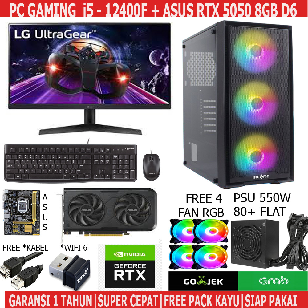 PAKET PC/CPU/KOMPUTER GAMING i5 12400F RTX 5050 FULLSET