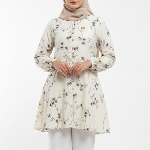 MAYANG COLLECTION - AMEERA TUNIK MALAY B02038 | ATASAN WANITA BORDIR BUNGA MALAY