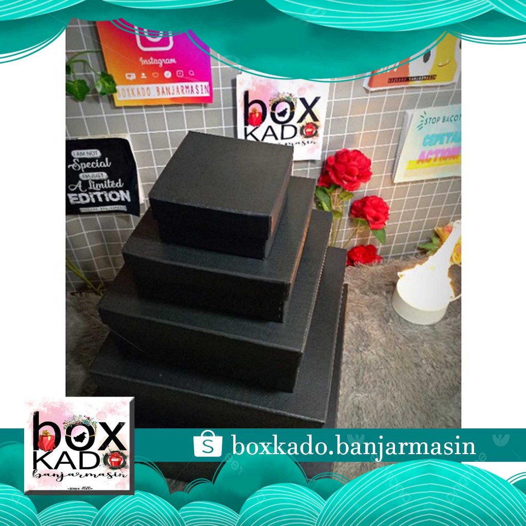 BOX KADO POLOS tanpa pita warna Hitam By Box Kado Banjarmasin