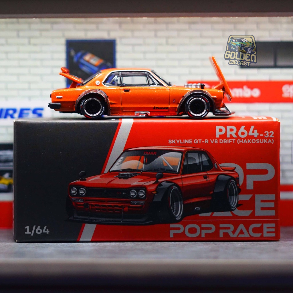 POP RACE PR64-32 NISSAN SKYLINE GT-R V8 DRIFT HAKOSUKA [FIRST EDITION] RARE ITEM - UNSEALED
