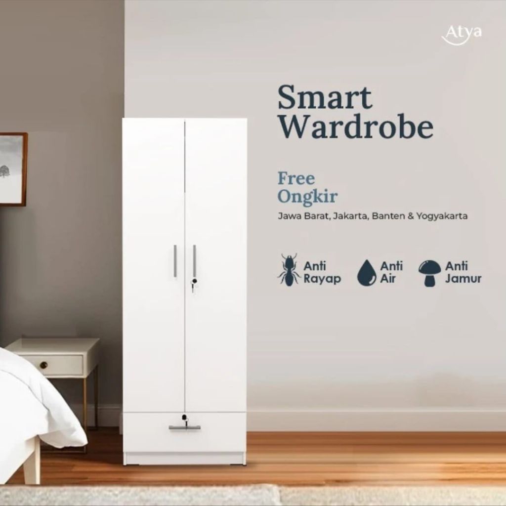 Lemari 2 Pintu UPVC / Lemari Baju 2 Pintu Plastik UPVC Anti Air Anti Jamur Modern Minimalis Murah Ba