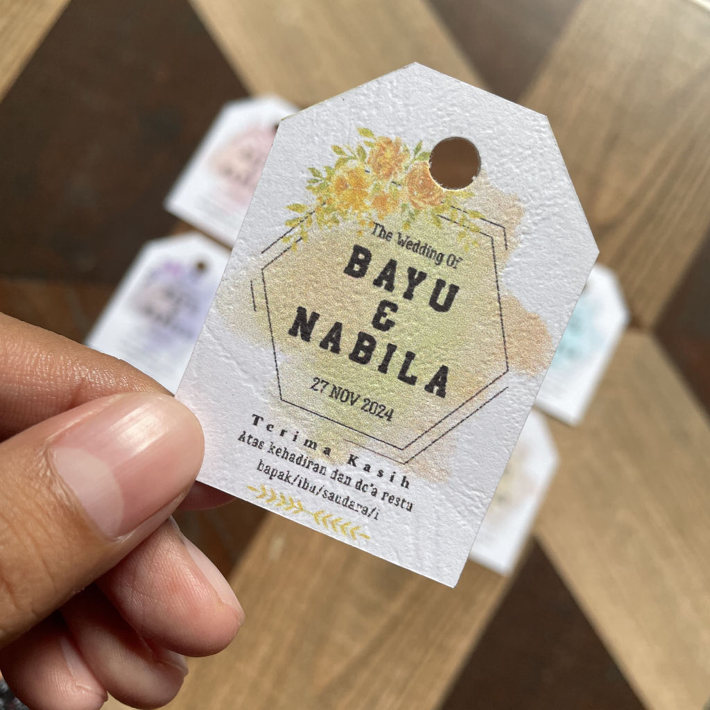 Hang Tag Souvenir - kartu ucapan - hang tag pernikahan - kartu ucapan pernikahan - label pernikahan