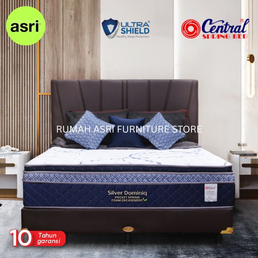 CENTRAL Kasur / BedSet Spring Bed SILVER DOMINIQ Pocket Spring Empuk Garansi Pegas 10 Tahun