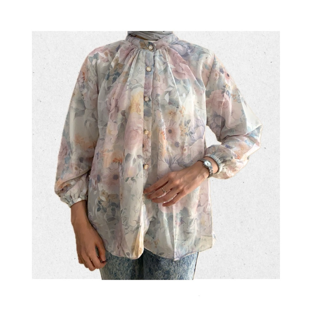 Berja Salma Blouse (Pink, Green, Lilac, Blue) - Kemeja Wanita - Motif Bunga