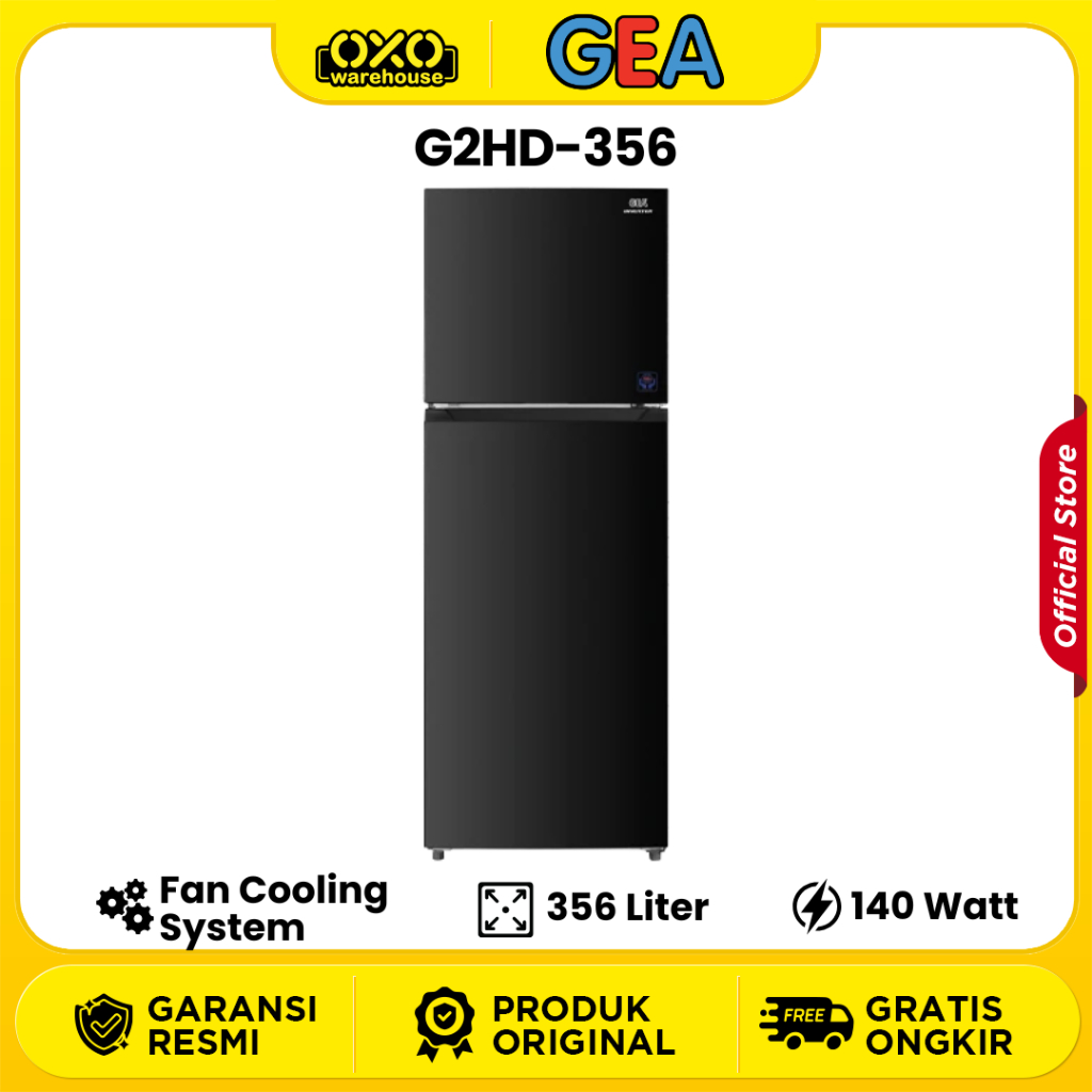 GEA Kulkas 2 Pintu G2HD-356 Fan Cooling & No-Frost System Low Watt Garansi Resmi