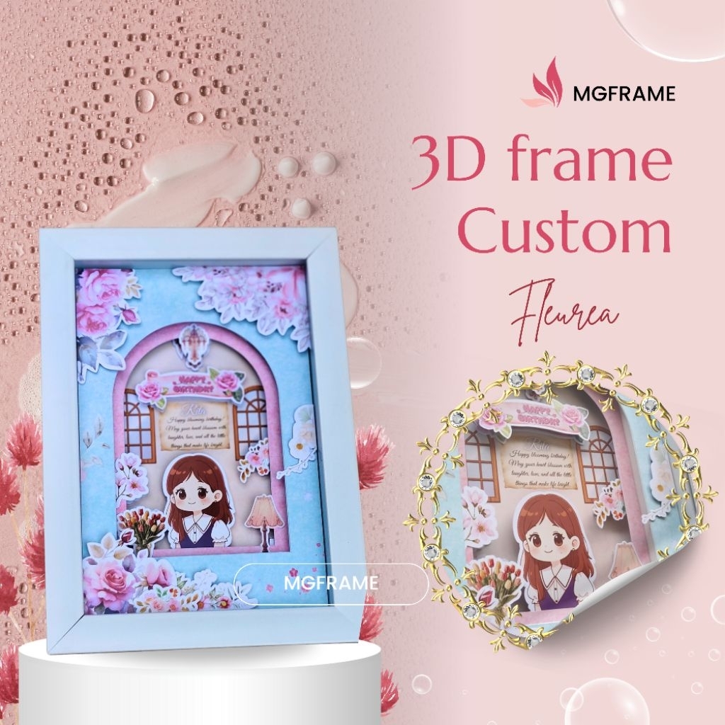 Bingkai 3D frame pigura 3D + dasi untuk kado / pop up / hadiah / scrapbook ulang tahun bday gift far