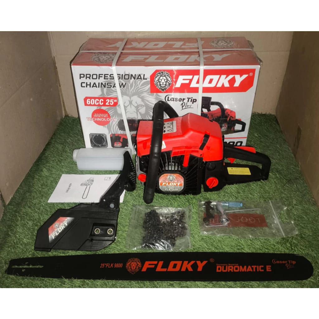 Senso Floky Bar 25" - Chainsaw Floky 60cc 2Tak Bar 25inch Laser Tip Rantai 42T - Paket Senso Bar 25i