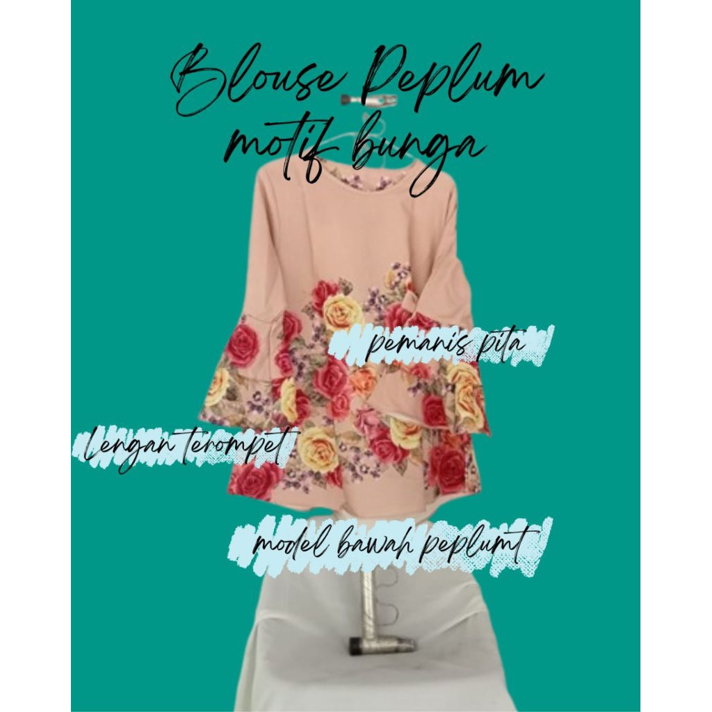 Blouse Peplum Motif Bunga