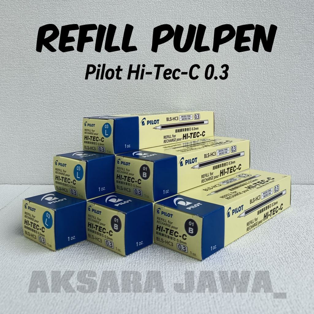 ( 1 pack / 12 pcs ) Refill Pulpen Hi Tec C 0.3 Pilot Isi Hitec C Isi Hi Tech 0.3
