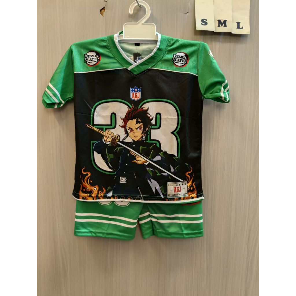 Setelan Anak Usia 3-9 Tahun Jersey Rugby Hockey Baseball Streetwear Gambar Demon Slayer