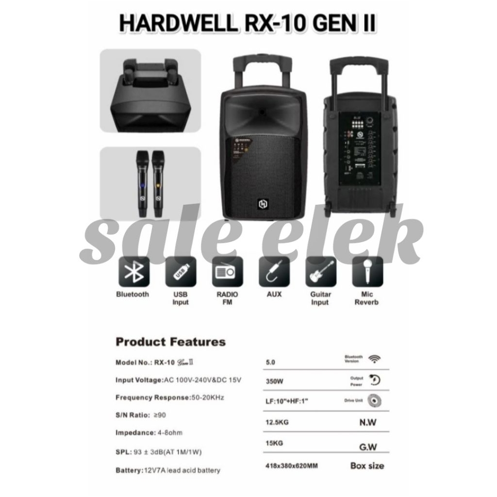 SPEAKER AKTIF PORTABEL 10" HARDWELL RX10 GEN-2 SPEAKER PORTABEL KARAOKE BLUETOOTH PROFESIONAL