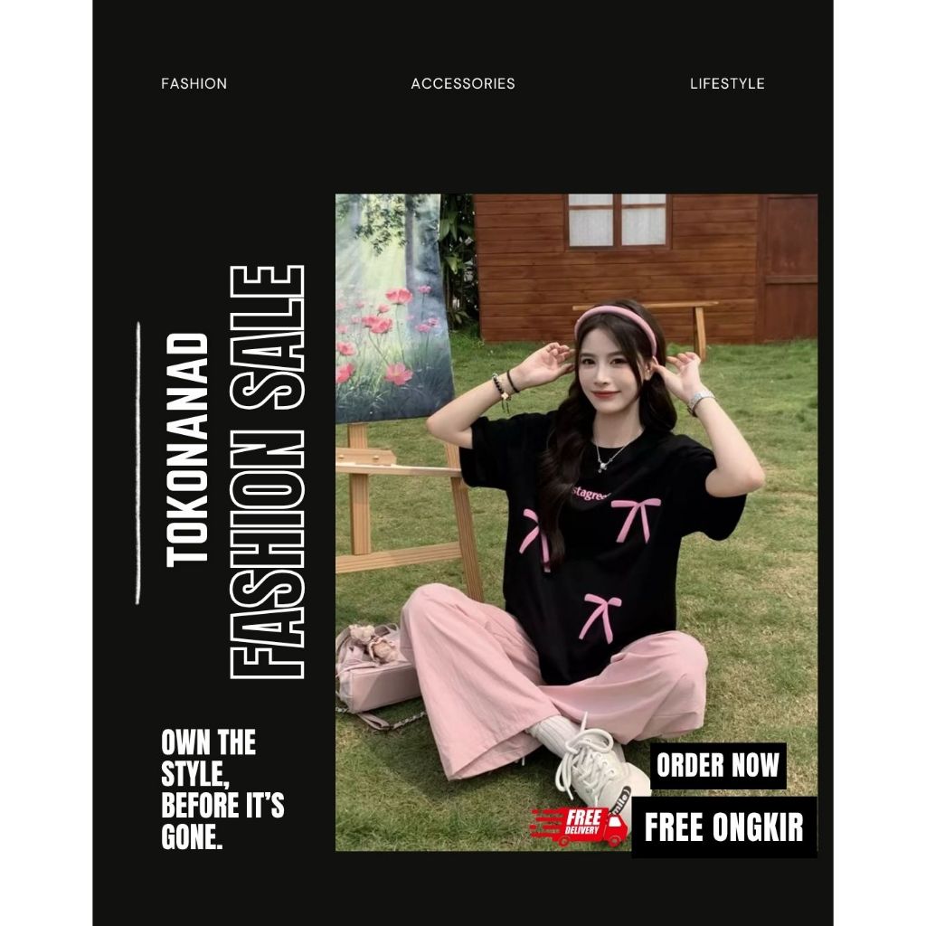 AMANDA T-SHIRT OVERSIZE TIED | CASUAL T-SHIRT OVERSIZE | KAOS PREMIUM WANITA