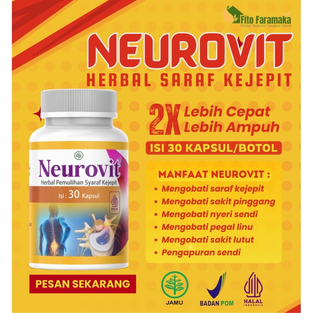 PROMO COD TERLARIS  NEUROVIT Herbal Alami Untuk Mengatasi Nyeri Sendi Saraf Kejepit Asam Urat Ori